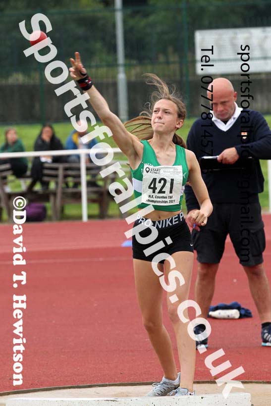 Women and Girls shot putt, 2021 North Eastern Track and Field Champs., Middesbrough. Photo: David T. Hewitson/Sports for All Pics